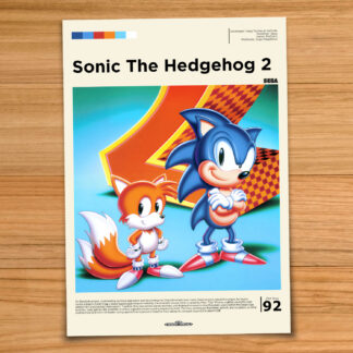 Gallery-style Sonic the Hedgehog 2 poster on a wood table background