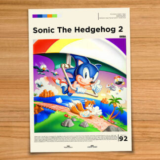 Gallery-style Sonic the Hedgehog 2 poster on a wood table background
