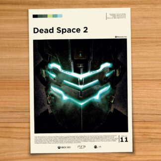 Gallery-style Dead Space 2 poster on a wood table background
