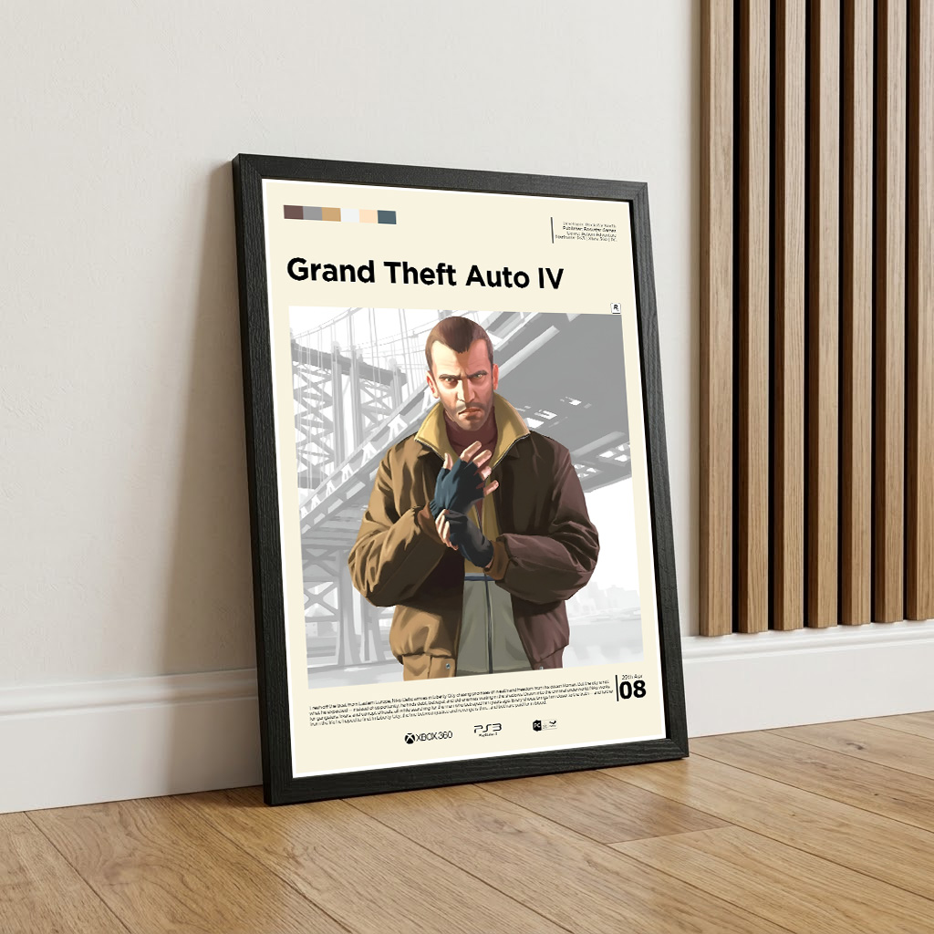 Framed GTA 4 comic style poster