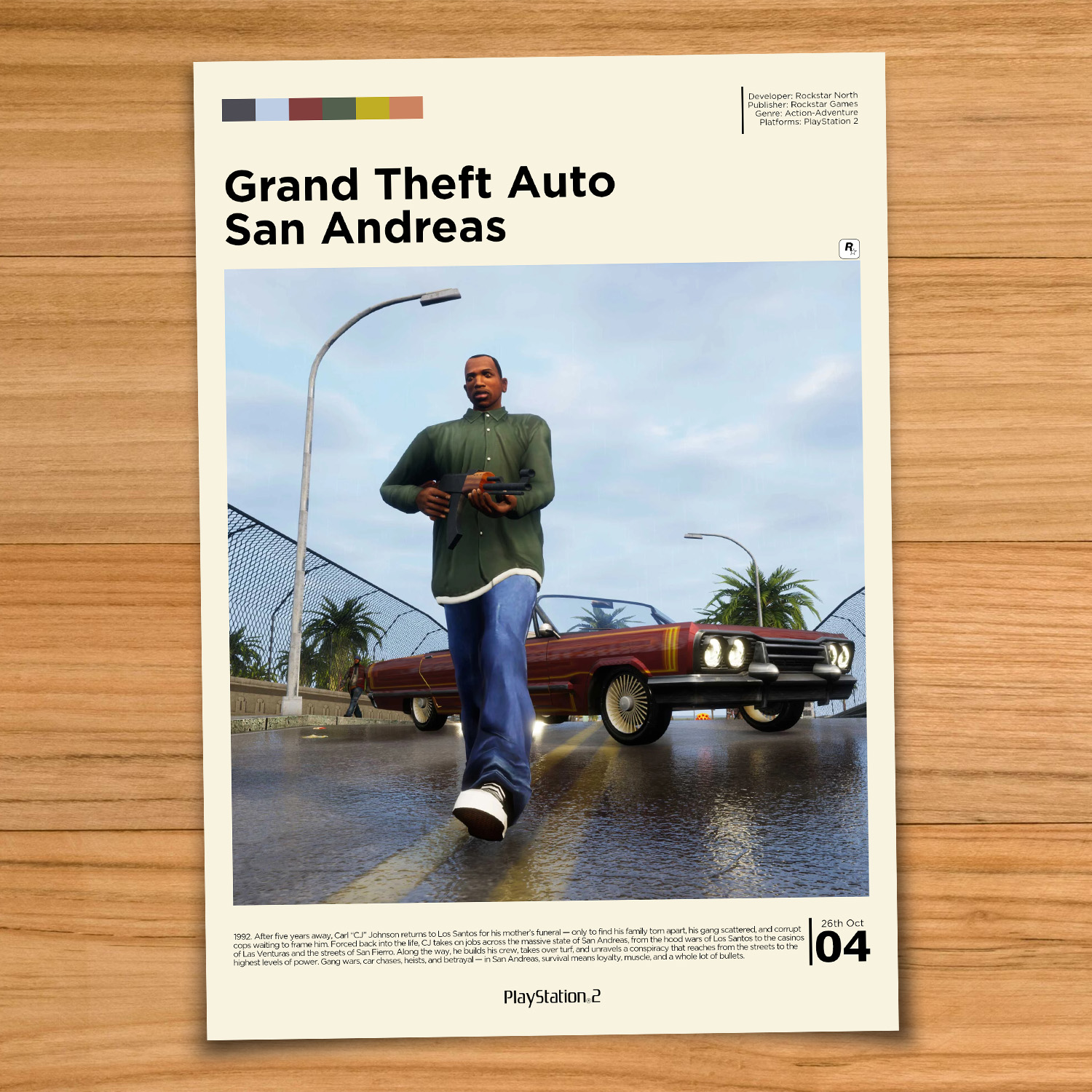 GTA San Andreas gameplay style gaming poster