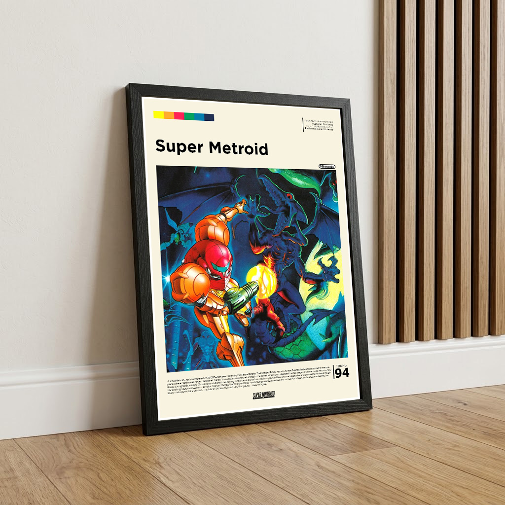 Framed Super Metroid poster