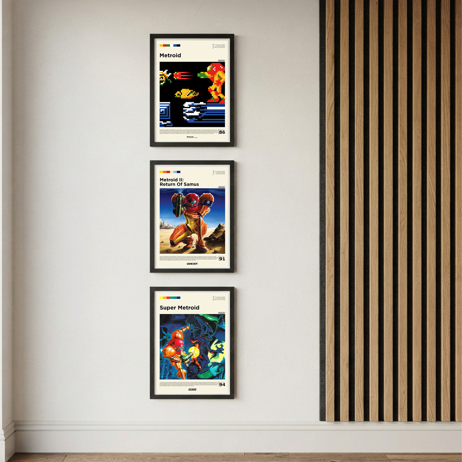 Framed Metroid Classics posters