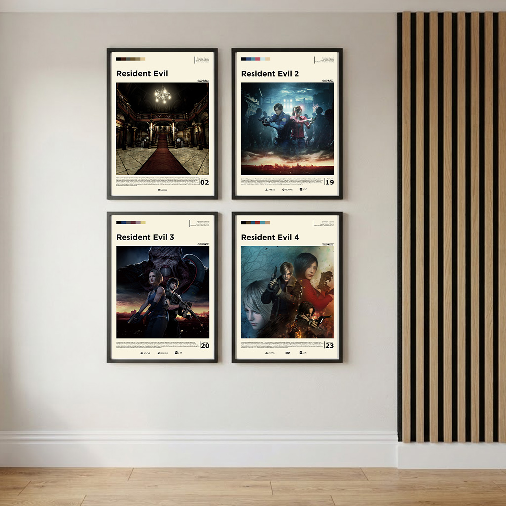 Framed Resident Evil Remake gaming poster set