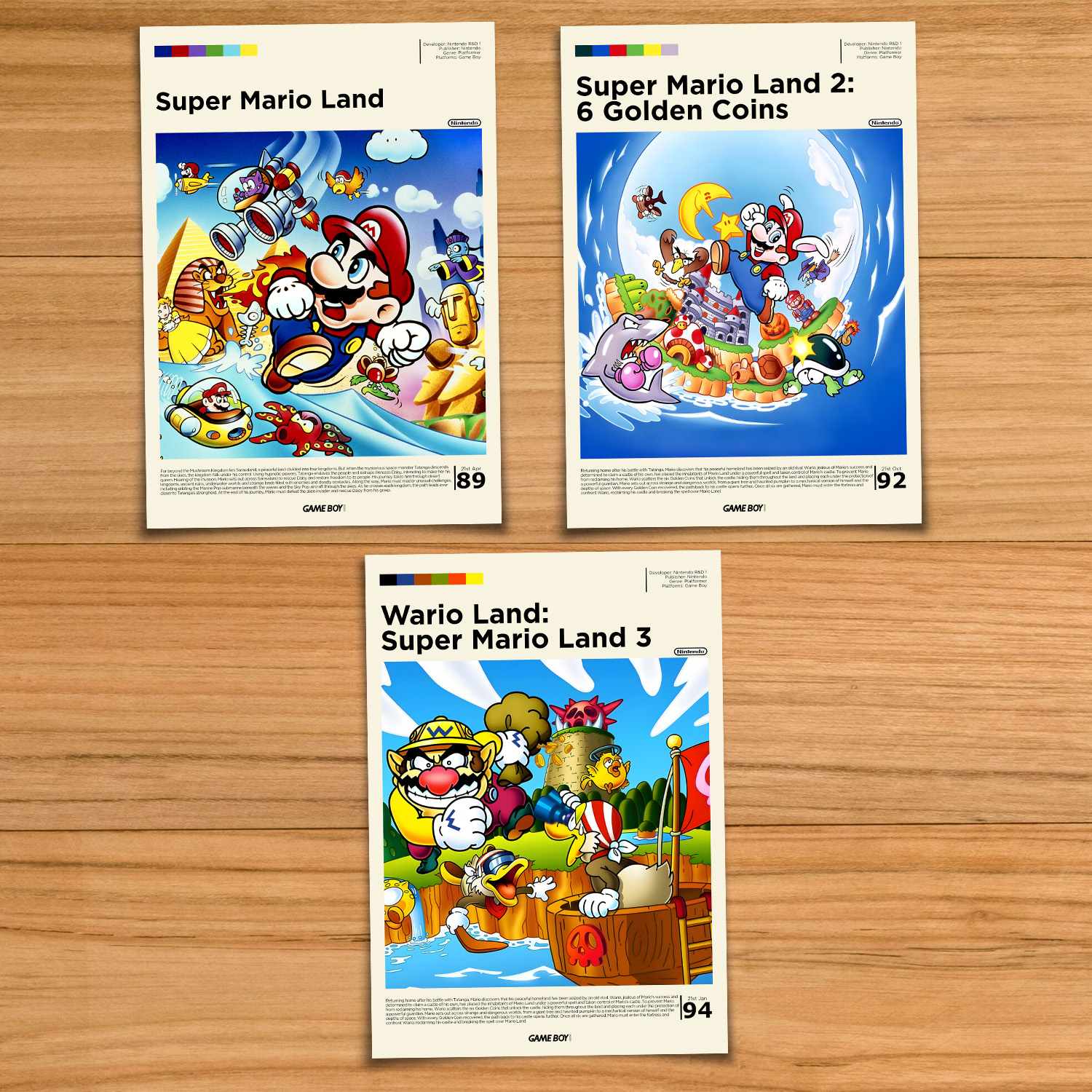 Super Mario Land gaming poster set