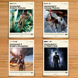Uncharted 1-4 gaming poster set