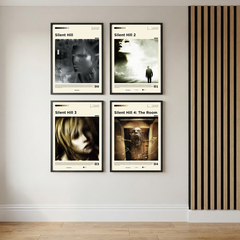 Silent Hill 1-4 framed gaming posters